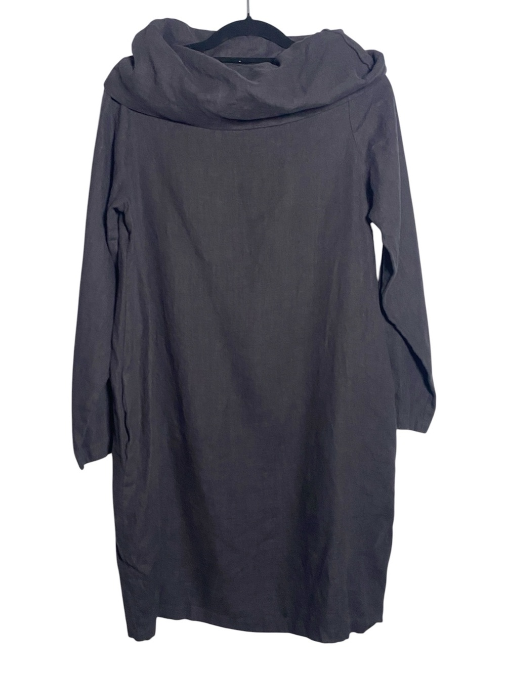Linenbee Charlotte Tunic Dress Women’s Medium Charcoal Gray 100% Linen Lagenlook
